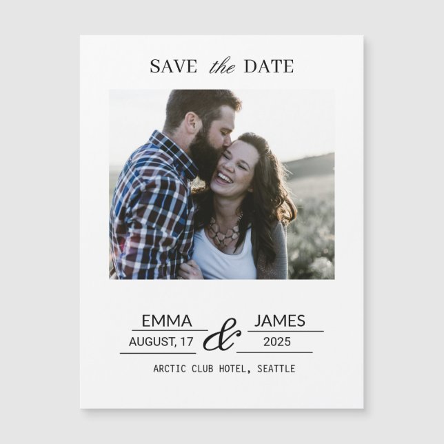 Ímã de data de casamento com foto personalizada (Frente)