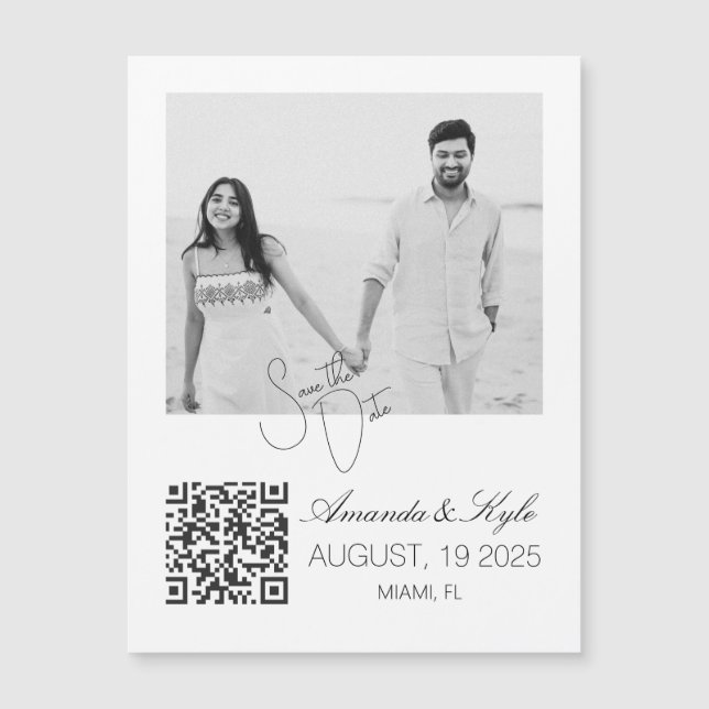 Ímã de data de salvamento de foto personalizada (Frente)