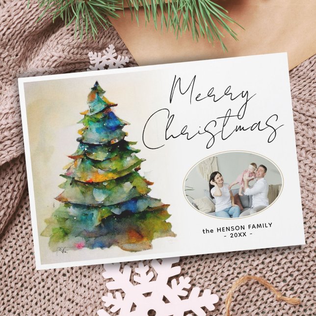 Ímã de Foto Artística de Árvore de Natal em Aquare (Criador carregado)