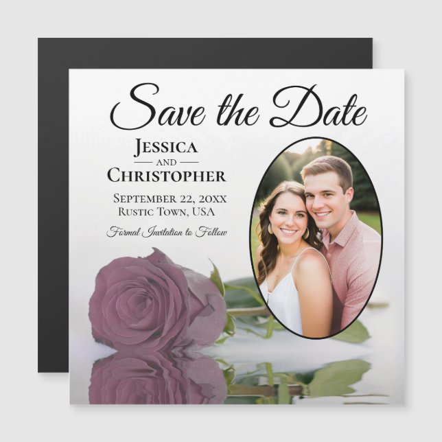 Ímã de Foto de Casamento Rosa Pink Po dusty Save T (Frente/Verso)