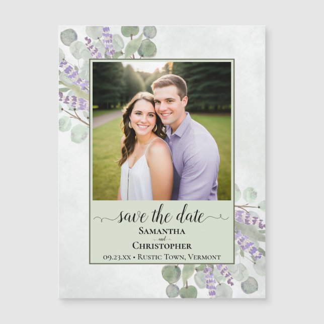 Ímã de Foto de Data de Guarda de Casamento de Euca (Frente)