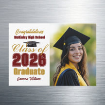 Ímã de Foto de Formatura Marrom Dourado da Turma d