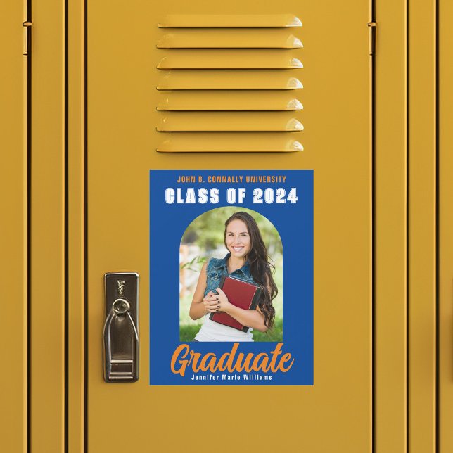 Ímã de Foto de Gradução Laranja Azul 2026 (Criador carregado)