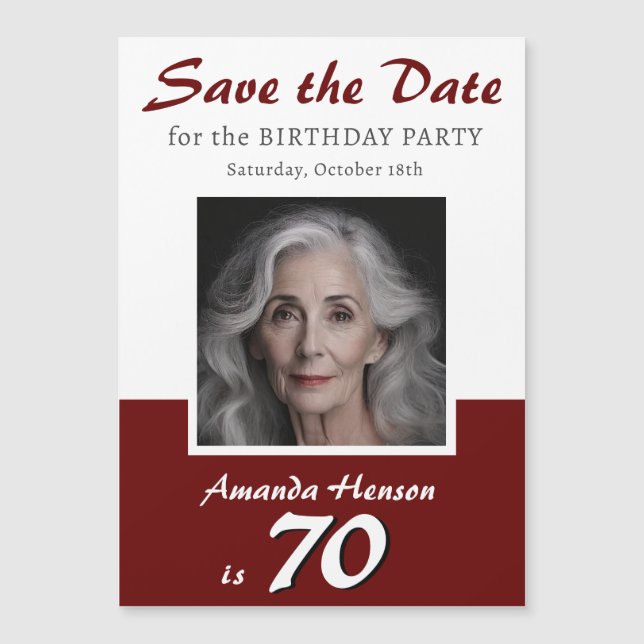 Ímã de Foto do Aniversário de 70 anos Save the Dat (Frente)