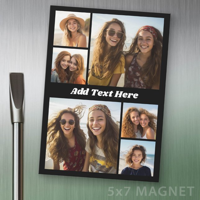 Ímã de Geladeira - Colagem de 6 Fotos com Texto Br (Photo Magnet Sheet - 5 inches x 7 inches)