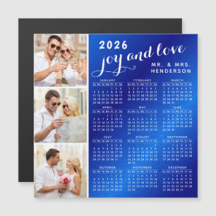 imã de geladeira do Calendário de Fotos 2026 Azul
