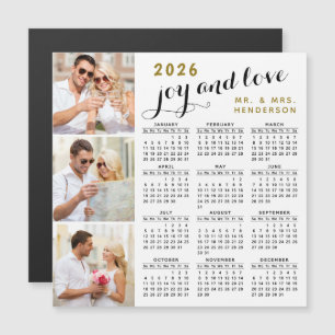 imã de geladeira do Calendário de Fotos 2026 Preto