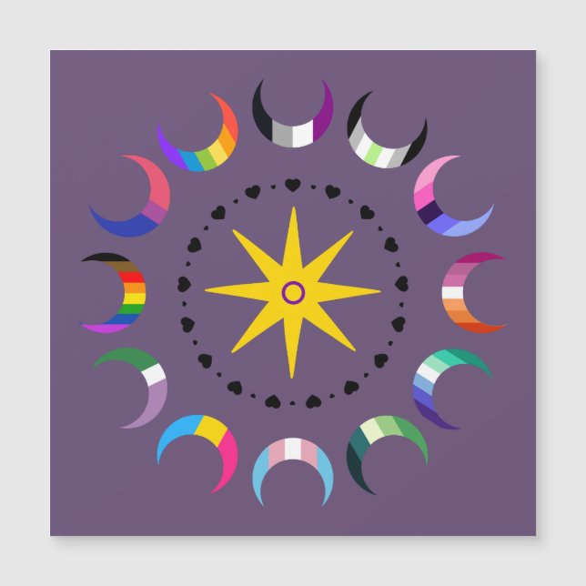 Ímã de Luas Crescentes do Orgulho Queer (Frente)