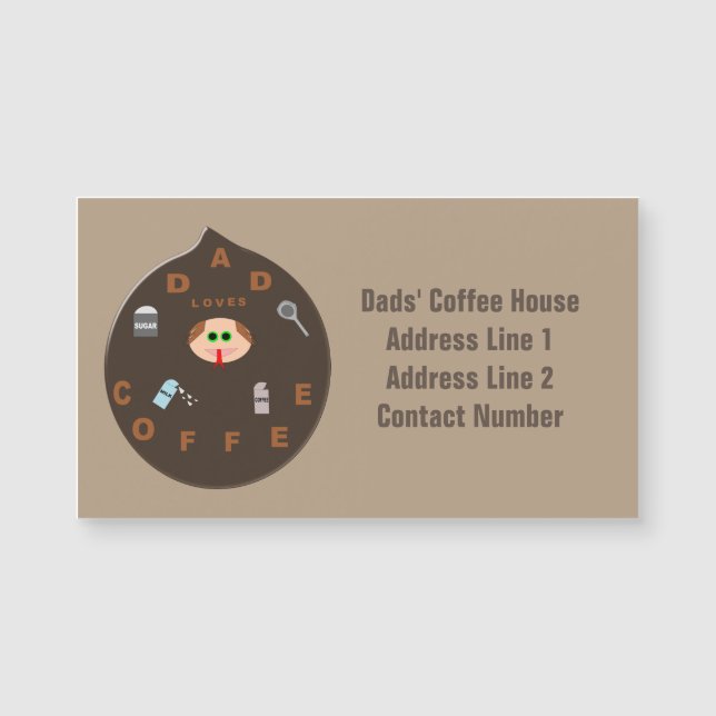 Ímã de Negócios Pai Divertido Monstro Ama Café (Frente)