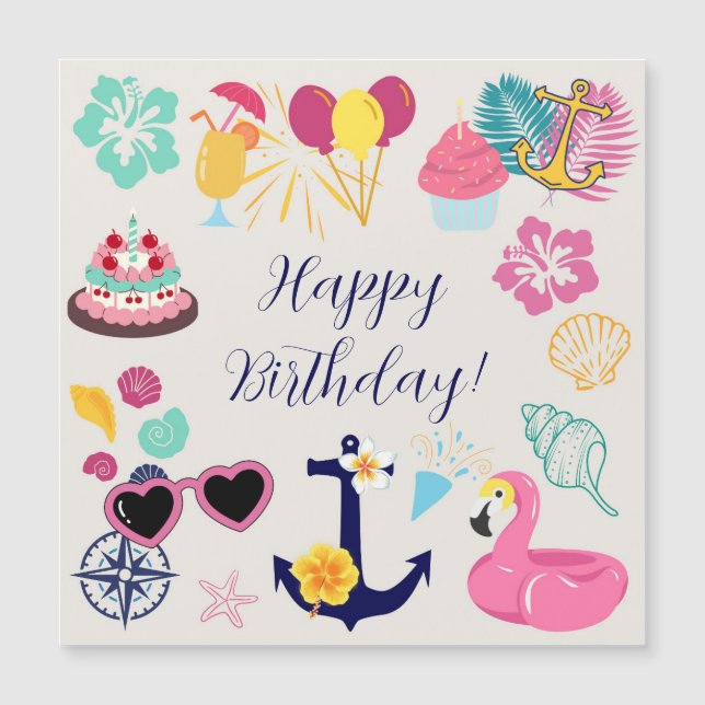 Ímã de porta de aniversário náutico fofo (Frente)