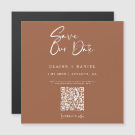 Ímã de QR Code de Save The Date com Letra Rústica
