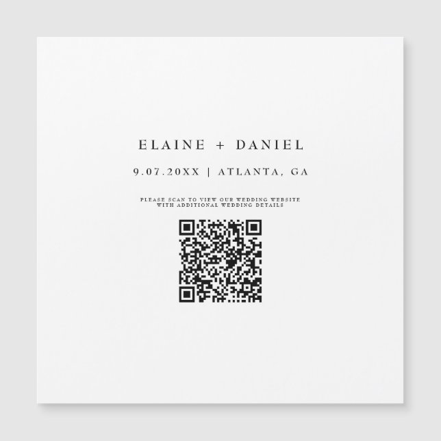Ímã de QR Code de Save The Date com Roteiro Minima (Frente)