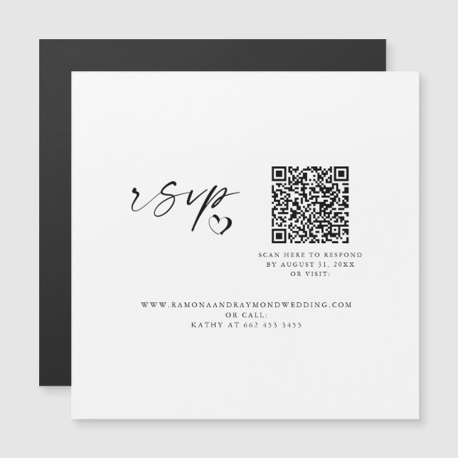 Ímã de QR Code de Site de Casamento com Cartão de  (Frente/Verso)