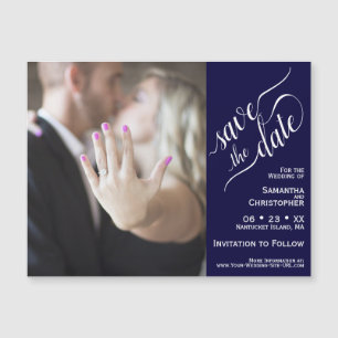 Ímã de Salvar a Data de Casamento Azul Marinho Sim