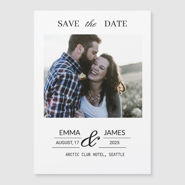 Ímã de salvar a data do casamento com foto persona (Frente)