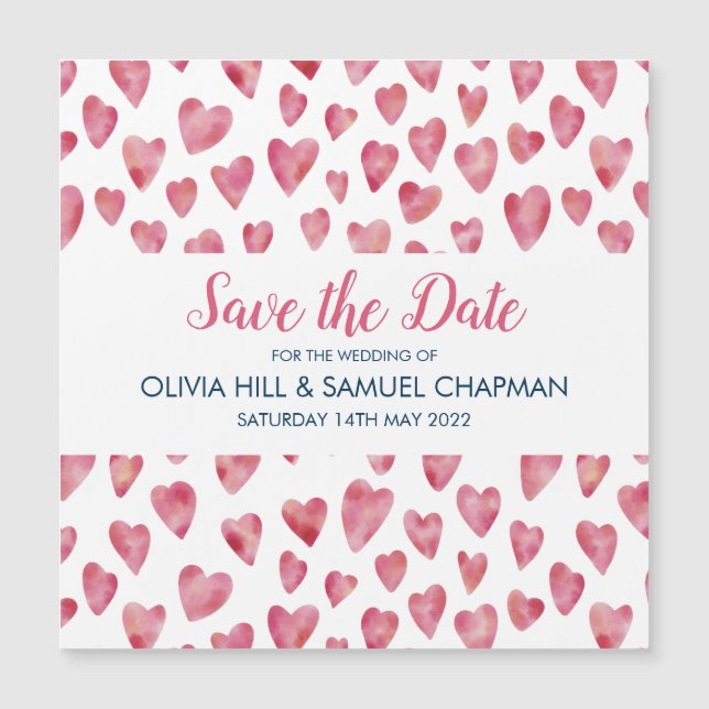 Ímã de Save the Date de Coração Rosa (Frente)