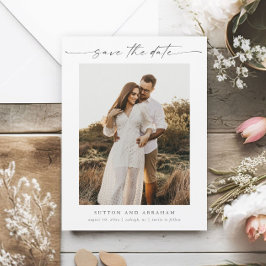 Ímã de Script Foto Mínimo para Casamento Save the