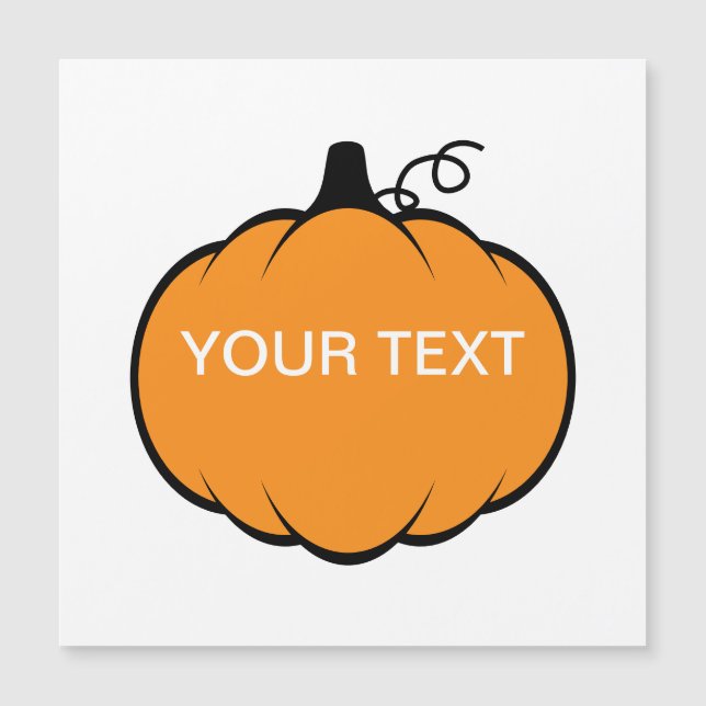 Ímã de Texto Personalizado com Desenho de Abóbora  (Frente)