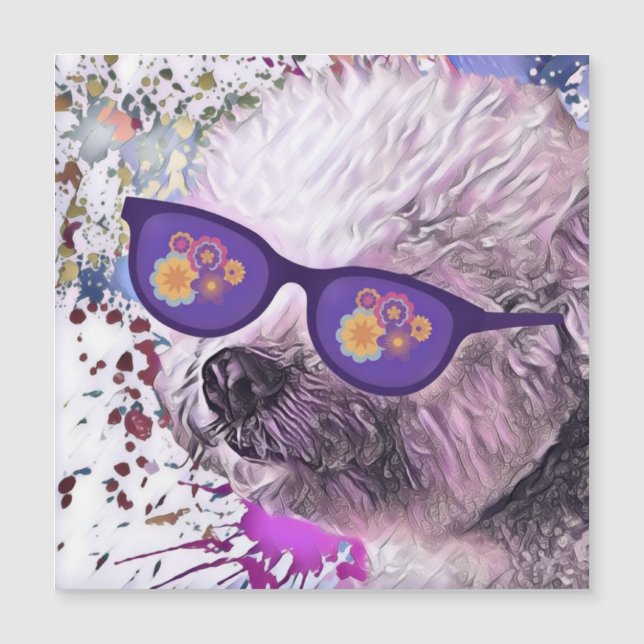 Ímã Flexível 'Chon o Bichon Hippie (Frente)