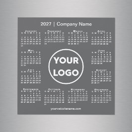 Ímã Logotipo Empresa Calendário Moderno 2027 Cinza