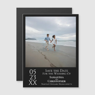 Ímã Preto Clássico com Foto de Save the Date Moder
