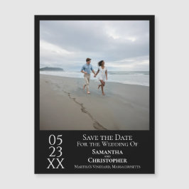 Ímã Preto Clássico com Foto de Save the Date Moder