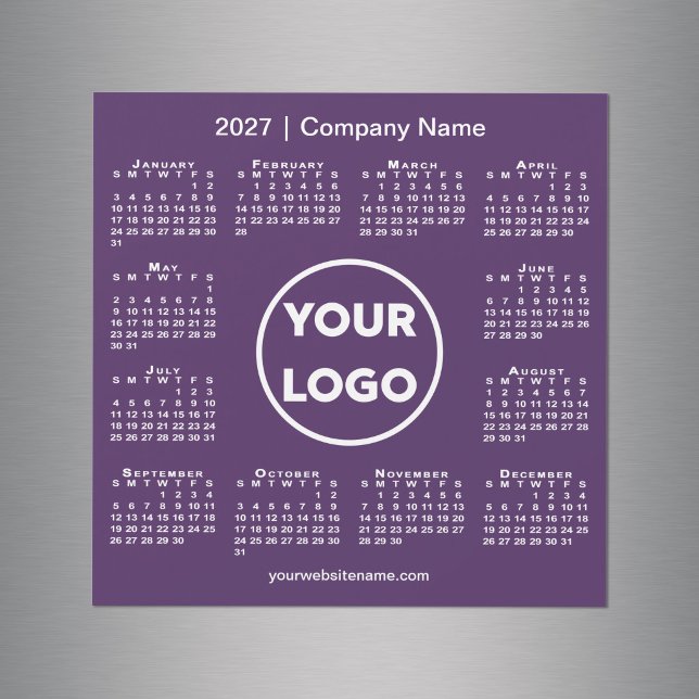 Ímã Roxo Logotipo da Empresa de Calendário Moderno (Modern 2027 Calendar Company Logo Purple Magnet in situ)