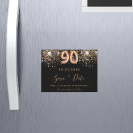 imã salve a data 90 de aniversário de brilho preto
