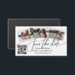 imã salve a data de colagem de fotos do código qr<br><div class="desc">elegante imã salve a data de colagem de três fotos do qr code</div>
