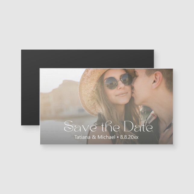 imã salve a data de fotos elegante e moderna (Frente/Verso)