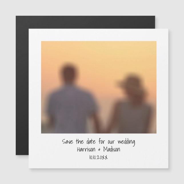 Imã salve a data de nome de foto instantâneo retrô (Frente/Verso)