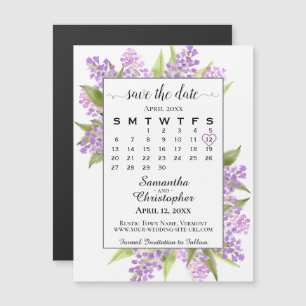 Imã salve a data do Calendário Rustic Boho Lilacs