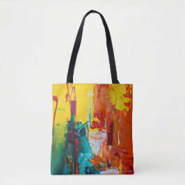 Imagem colorida abstrata em bolsa tote
