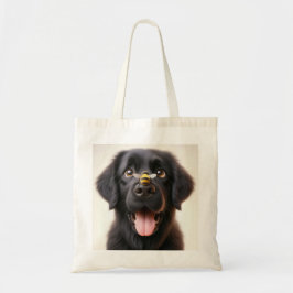 Imagem de cachorro brincalhão na bolsa tote
