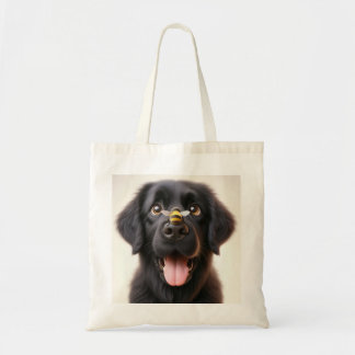 Imagem de cachorro brincalhão na bolsa tote