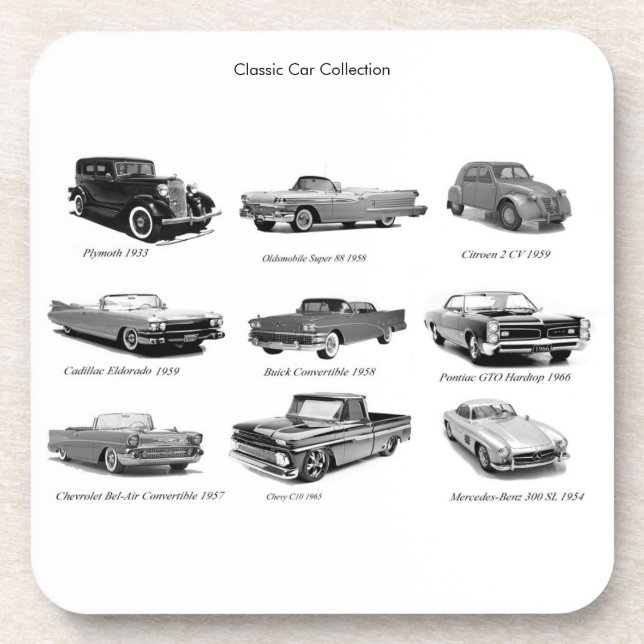 Imagem de carros clássicos para porta copos de plá (Frente)