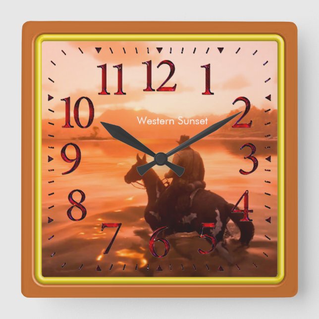 Imagem de cowboy para o relógio de parede acrílico (Frente)