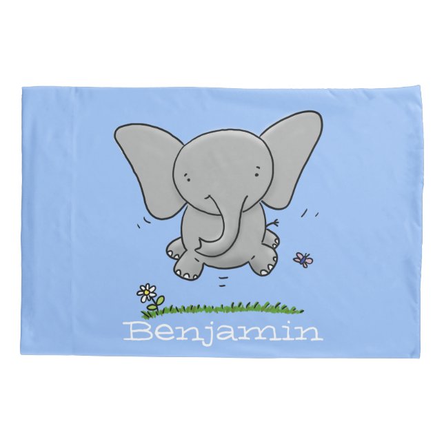 Imagem de desenho animado de elefante de bebê feli (Verso)