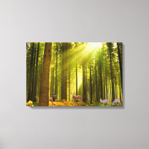 Imagem de floresta e veado para canvas embrulhada
