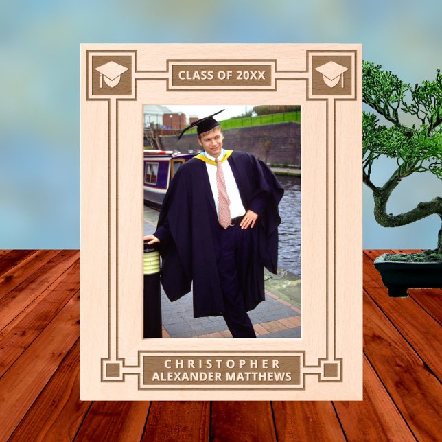 Imagem de Formatação Clássica Simples 5x7P Keepsas (A personalized graduation picture frame that is easy to customize)