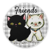 Imagem de Gatinhos Vintage em Puxador de Cerâmica