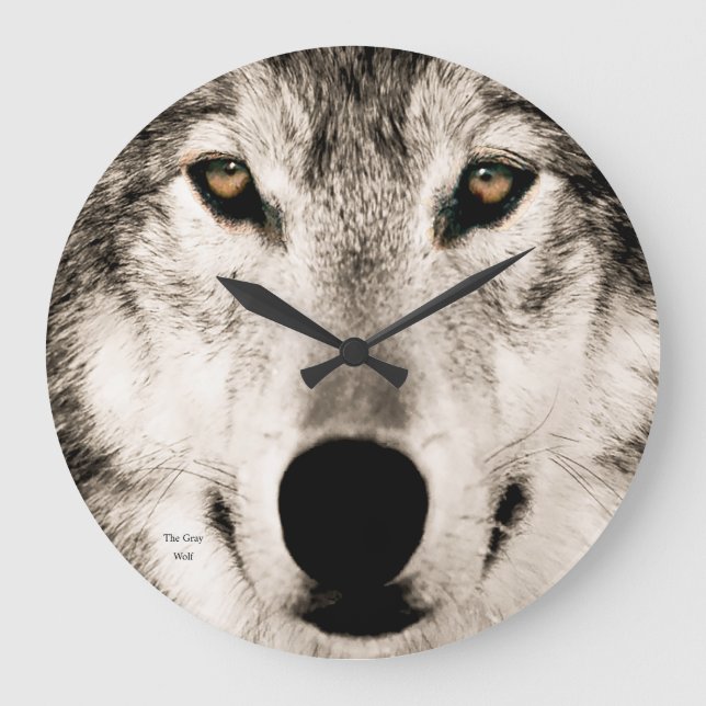 Imagem de lobo para relógio de parede acrílico (Frente)