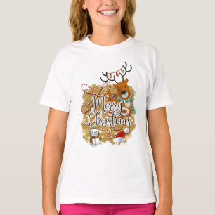 Imagem de Natal feliz Meninas moças camisa básica