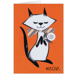 Imagem do gato do vintage no cartão vazio