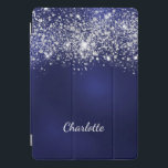 Imagem do monograma de poeira de prata azul<br><div class="desc">Um fundo azul. A cor azul é irregular. Decorrido com poeira falsa. Personalize e adicione um nome. O primeiro nome é escrito com um moderno estilo escrito à mão.</div>