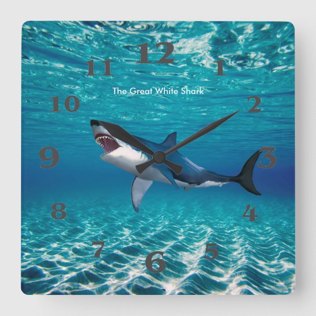 Imagem do Shark para o Relógio de Parede Quadrado (Frente)