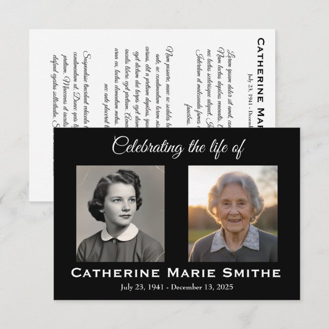 Imagem dupla de funeral ou memorial (Frente/Verso)