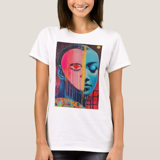 Imagem Espelhada Elegância: T-Shirt Face Design" (Frente)