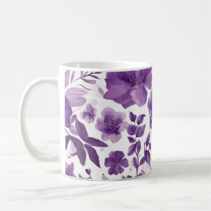 Imagem floral roxa na caneca de café de 11 oz