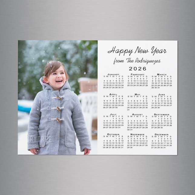 Imagem Personalizada do Feliz ano novo de Fotograf (2026 Calendar Custom Photo Happy New Year Magnet in situ)